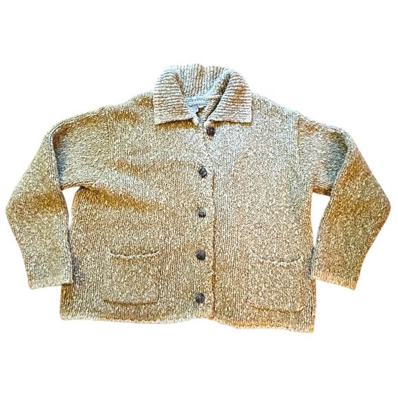 Royal Robbins Sweaters - ROYAL ROBBINS Cardigan Sweater Womens Large Chunky Knit Green Cotton Wool Blend